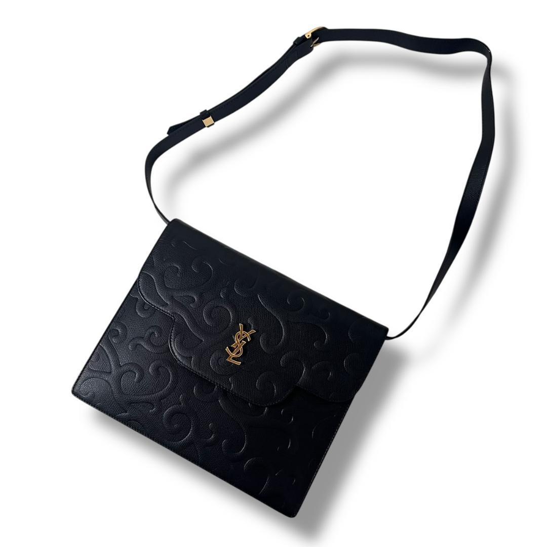 Saint Laurent Shoulder Bag Purse 3way YSL Cassandra Leather Black Authentic