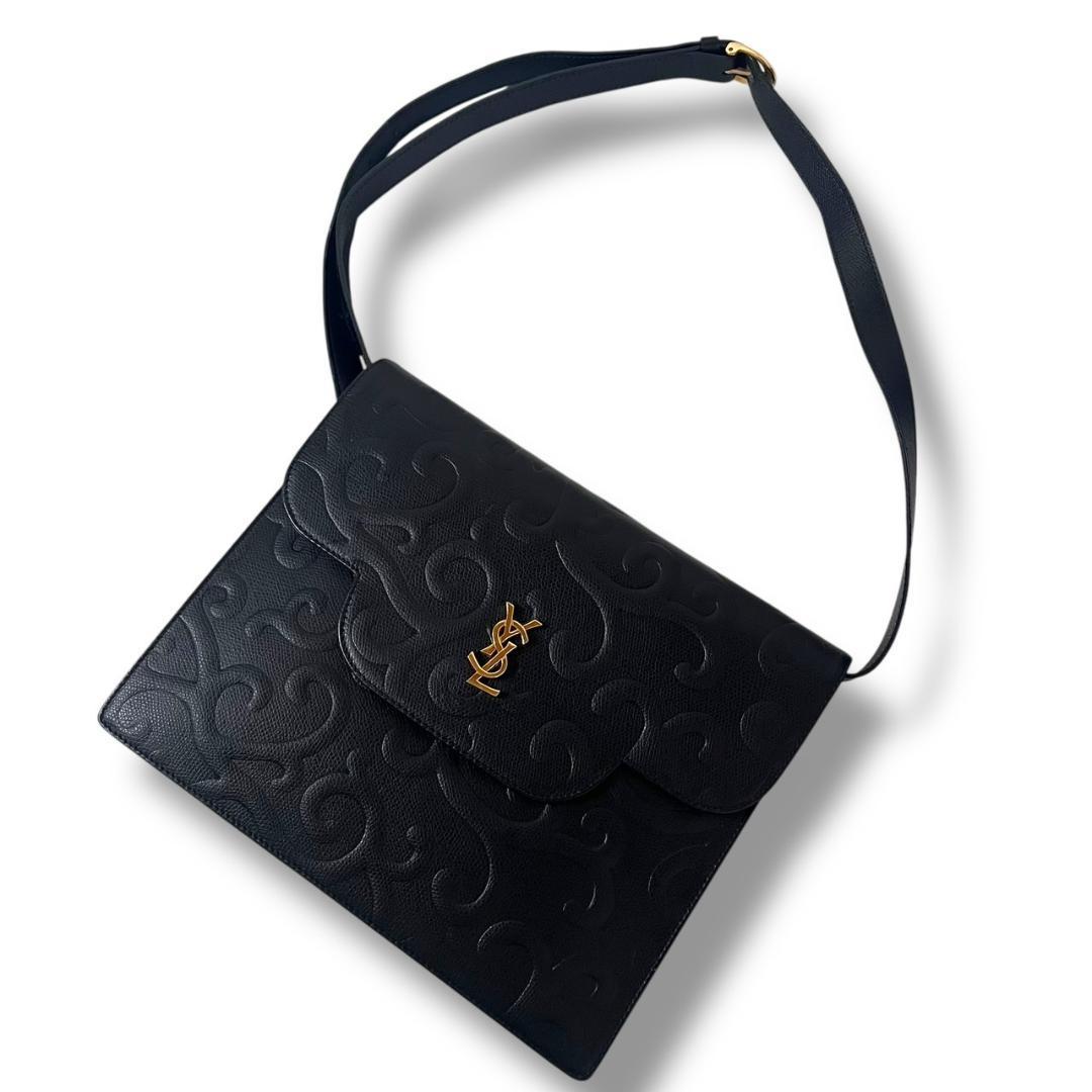 Saint Laurent Shoulder Bag Purse 3way YSL Cassandra Leather Black Authentic