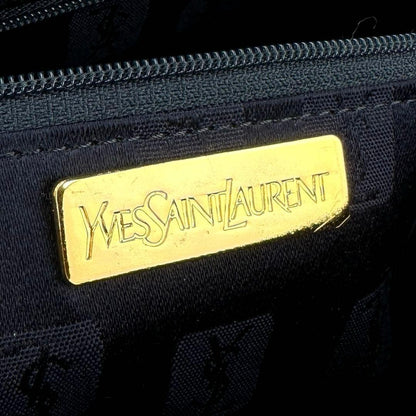 Saint Laurent Hand Shoulder Bag Tote Purse Leather Navy Authentic