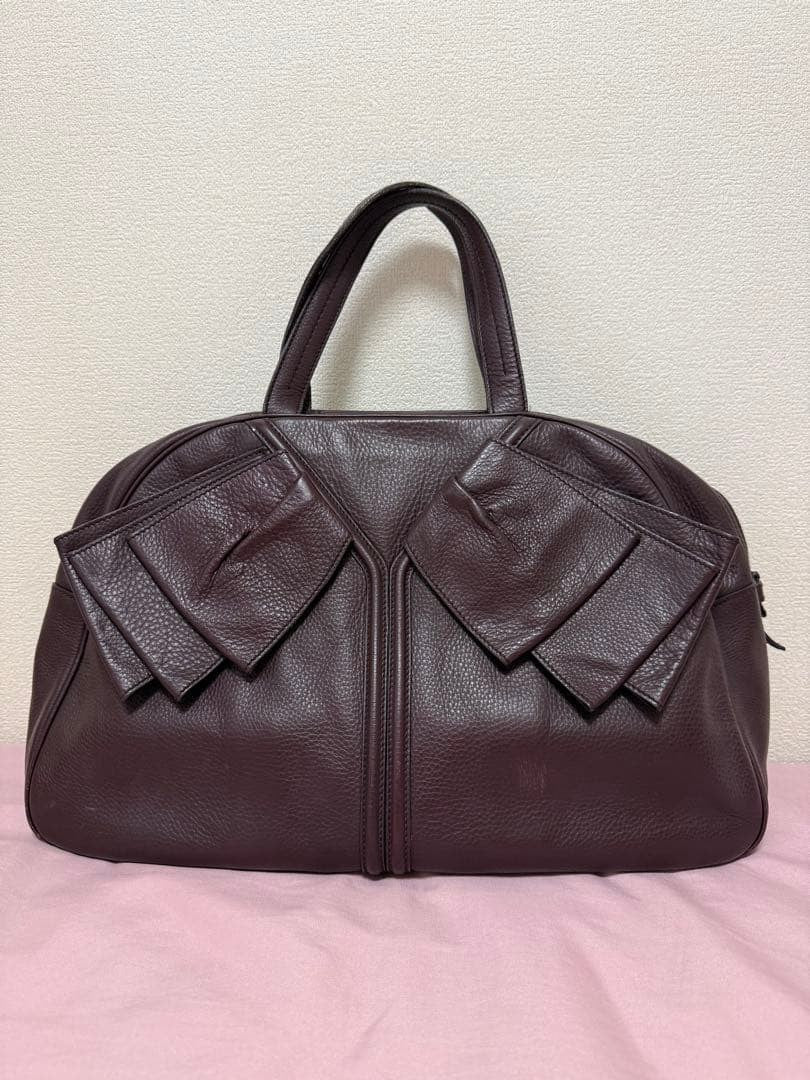 Saint Laurent Boston Bag Hand Tote Purse Brown Authentic