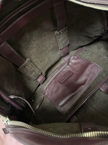 Saint Laurent Boston Bag Hand Tote Purse Brown Authentic