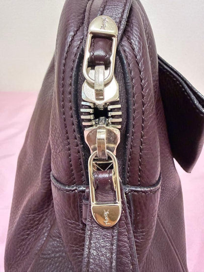 Saint Laurent Boston Bag Hand Tote Purse Brown Authentic