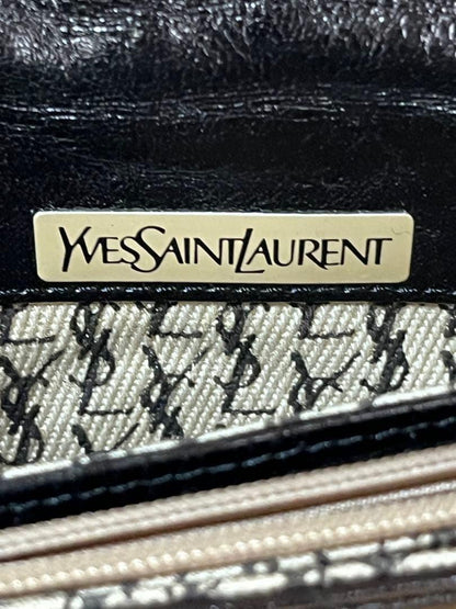 Saint Laurent Clutch Bag Second Bag V stitch Leather Black Authentic