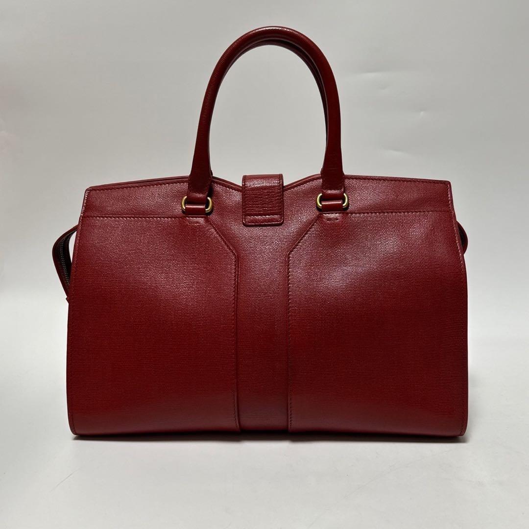 Saint Laurent Hand Bag Tote Purse Y Line Leather Red Authentic