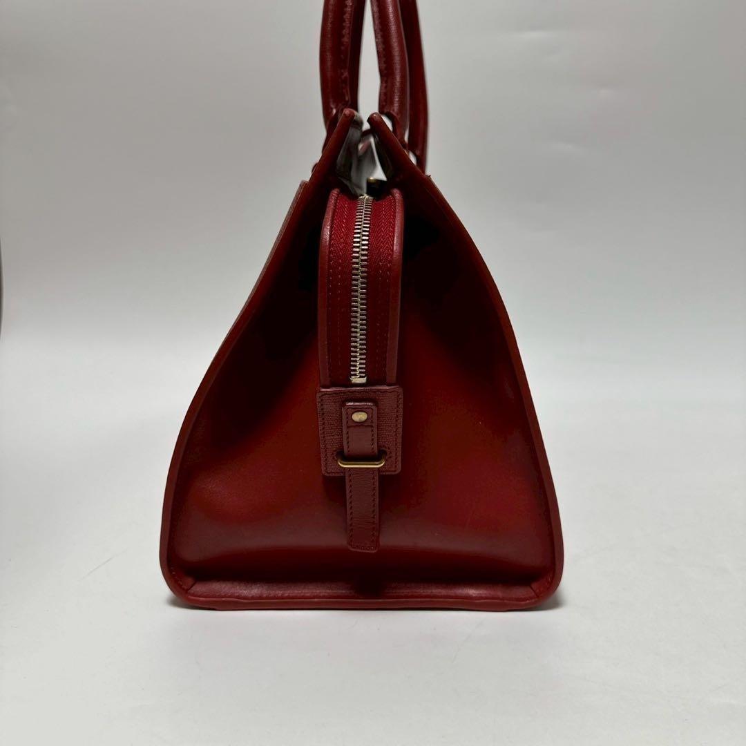 Saint Laurent Hand Bag Tote Purse Y Line Leather Red Authentic