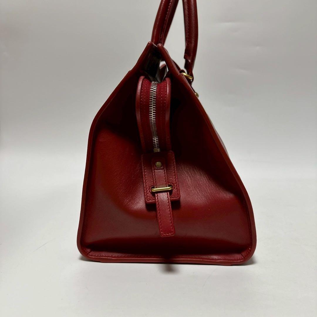 Saint Laurent Hand Bag Tote Purse Y Line Leather Red Authentic