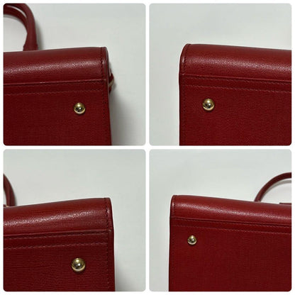 Saint Laurent Hand Bag Tote Purse Y Line Leather Red Authentic