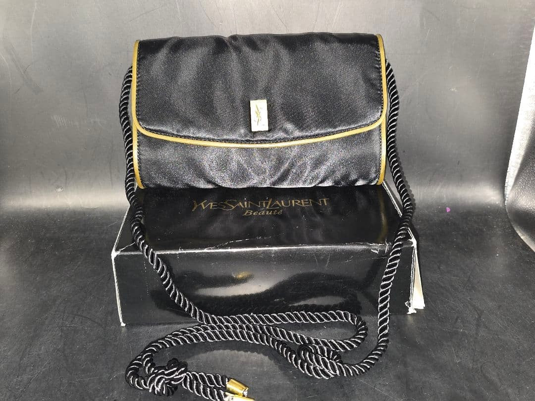 Saint Laurent Shoulder Bag Purse YSL Cassandra Nylon Black Authentic