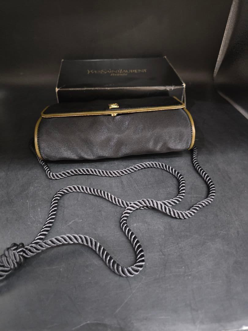 Saint Laurent Shoulder Bag Purse YSL Cassandra Nylon Black Authentic