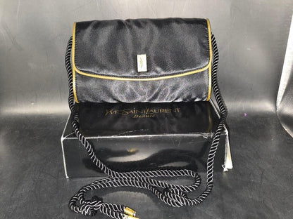Saint Laurent Shoulder Bag Purse YSL Cassandra Nylon Black Authentic