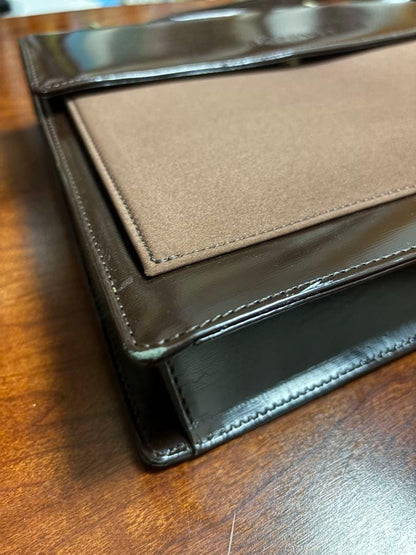 Saint Laurent Shoulder Bag Purse Logo Leather Brown Authentic