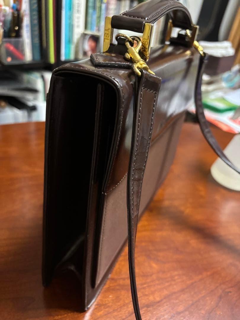 Saint Laurent Shoulder Bag Purse Logo Leather Brown Authentic