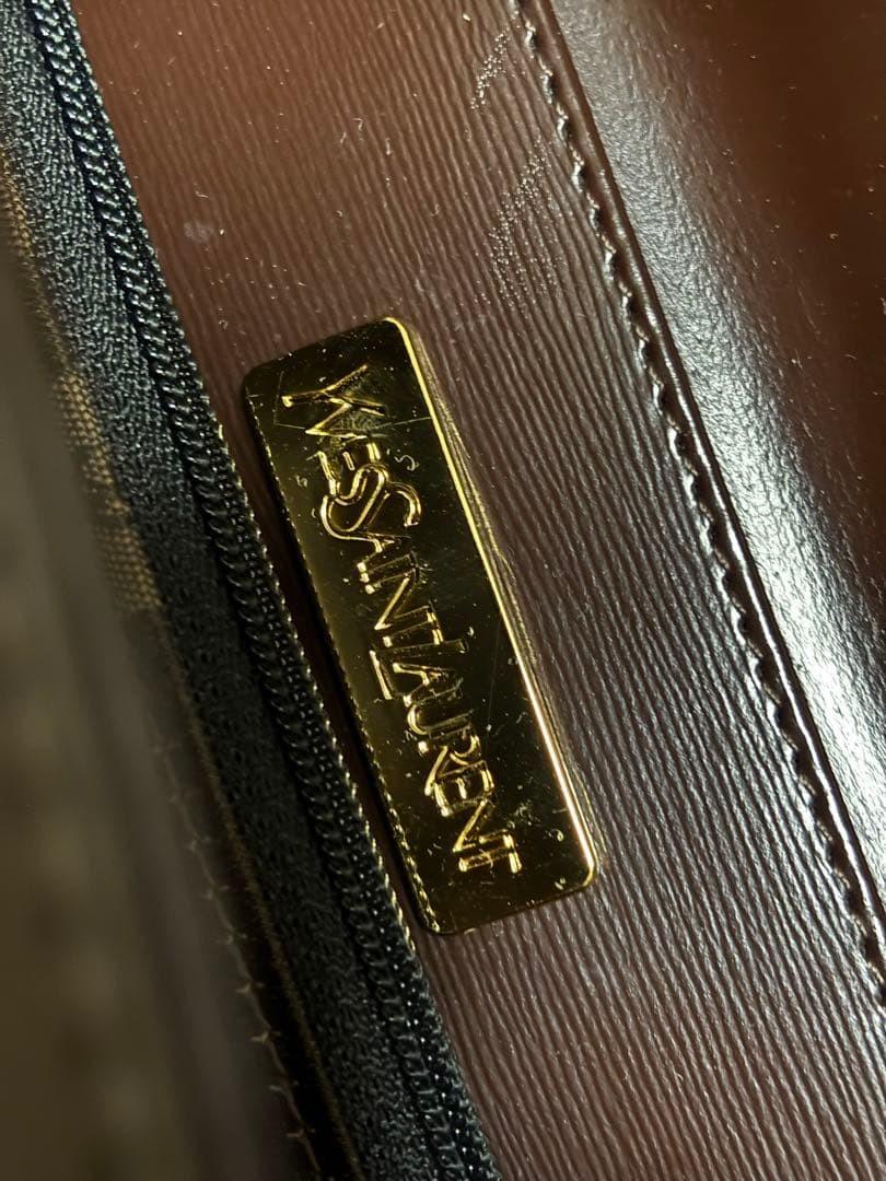 Saint Laurent Shoulder Bag Purse Logo Leather Brown Authentic