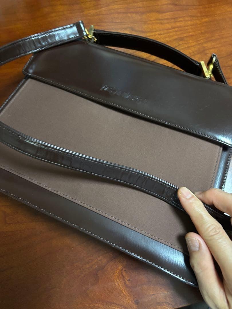 Saint Laurent Shoulder Bag Purse Logo Leather Brown Authentic