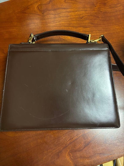 Saint Laurent Shoulder Bag Purse Logo Leather Brown Authentic