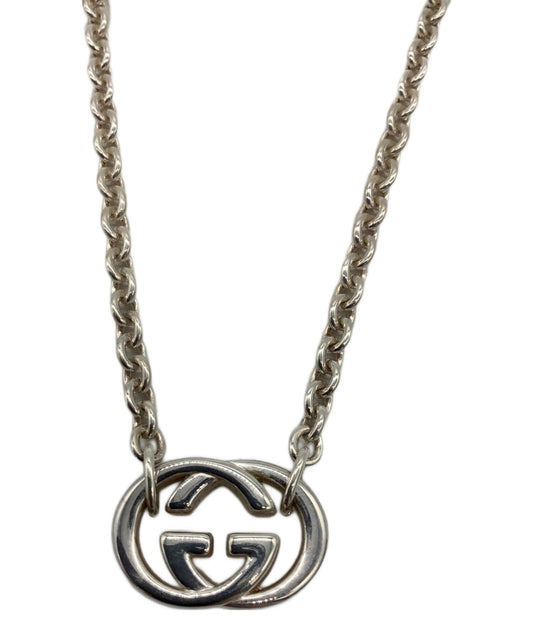 GUCCI Necklace Pendant Interlocking GG Silver Ag925 Women Accessory Authentic