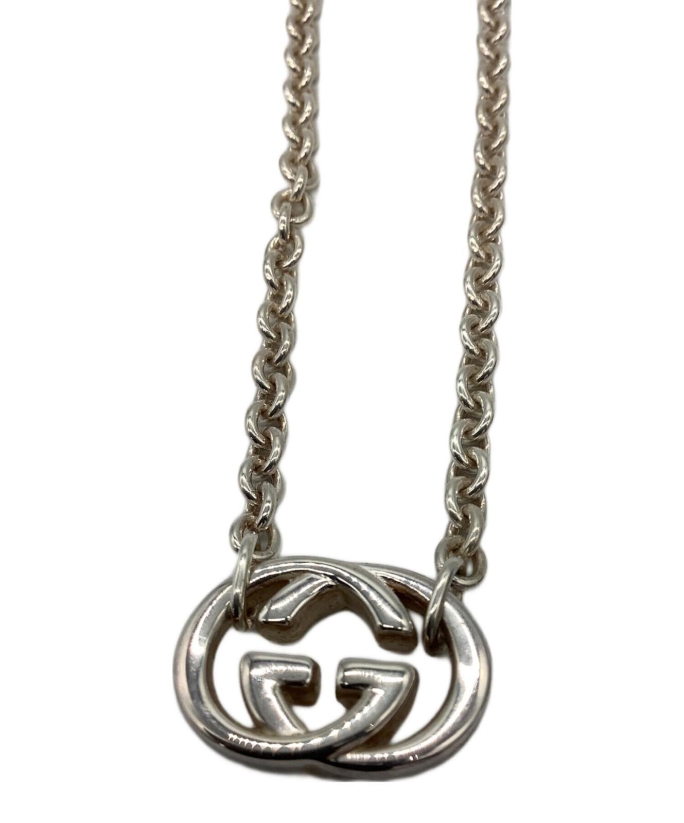 GUCCI Necklace Pendant Interlocking GG Silver Ag925 Women Accessory Authentic