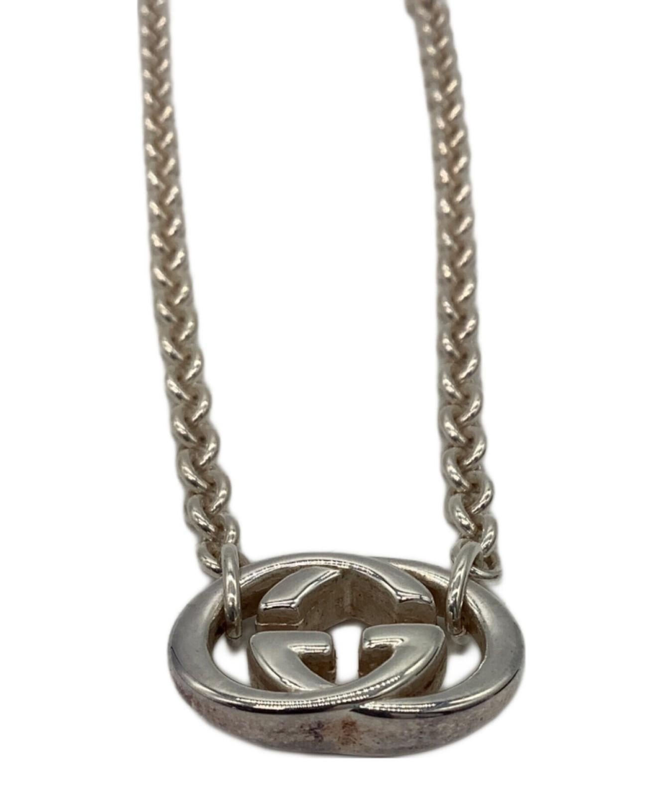 GUCCI Necklace Pendant Interlocking GG Silver Ag925 Women Accessory Authentic