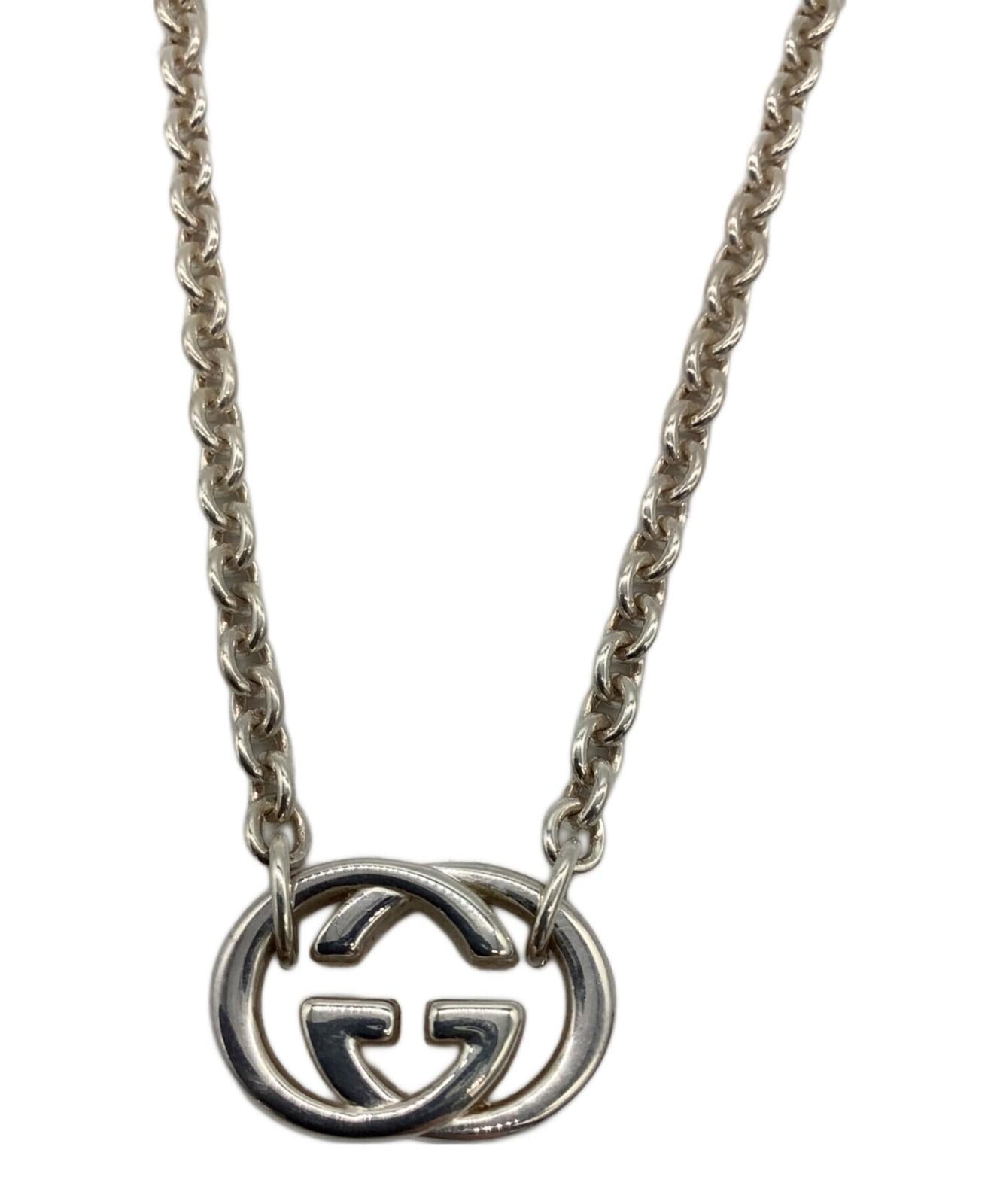 GUCCI Necklace Pendant Interlocking GG Silver Ag925 Women Accessory Authentic