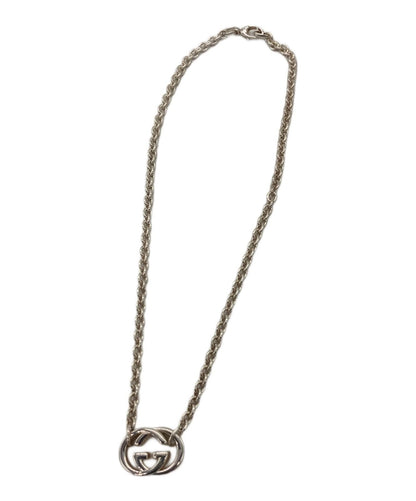 GUCCI Necklace Pendant Interlocking GG Silver Ag925 Women Accessory Authentic
