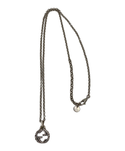 GUCCI Necklace Pendant GG emblem Silver Unisex Accessory Authentic