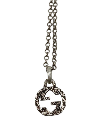 GUCCI Necklace Pendant GG emblem Silver Unisex Accessory Authentic