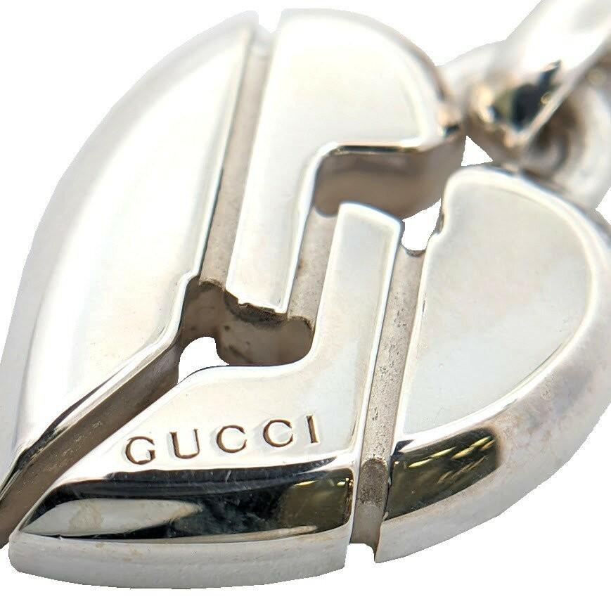 GUCCI Necklace Pendant Knot Heart Silver 925 Women Accessory Authentic