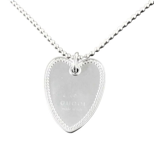GUCCI Necklace Pendant Heart Silver 925 Women Accessory Authentic