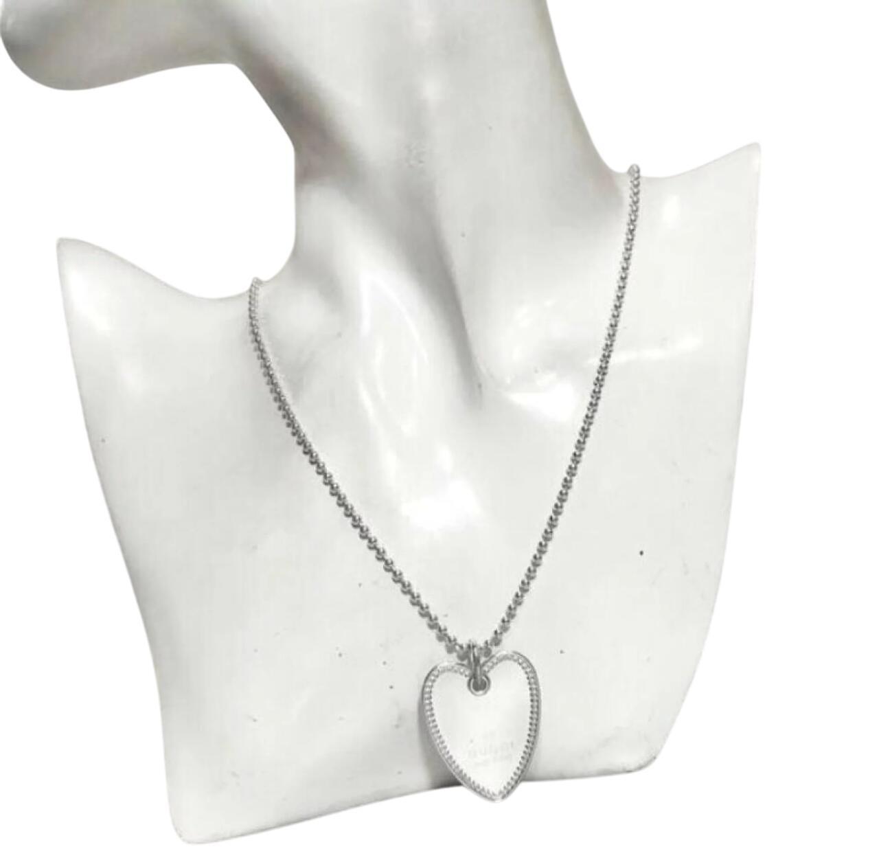 GUCCI Necklace Pendant Heart Silver 925 Women Accessory Authentic