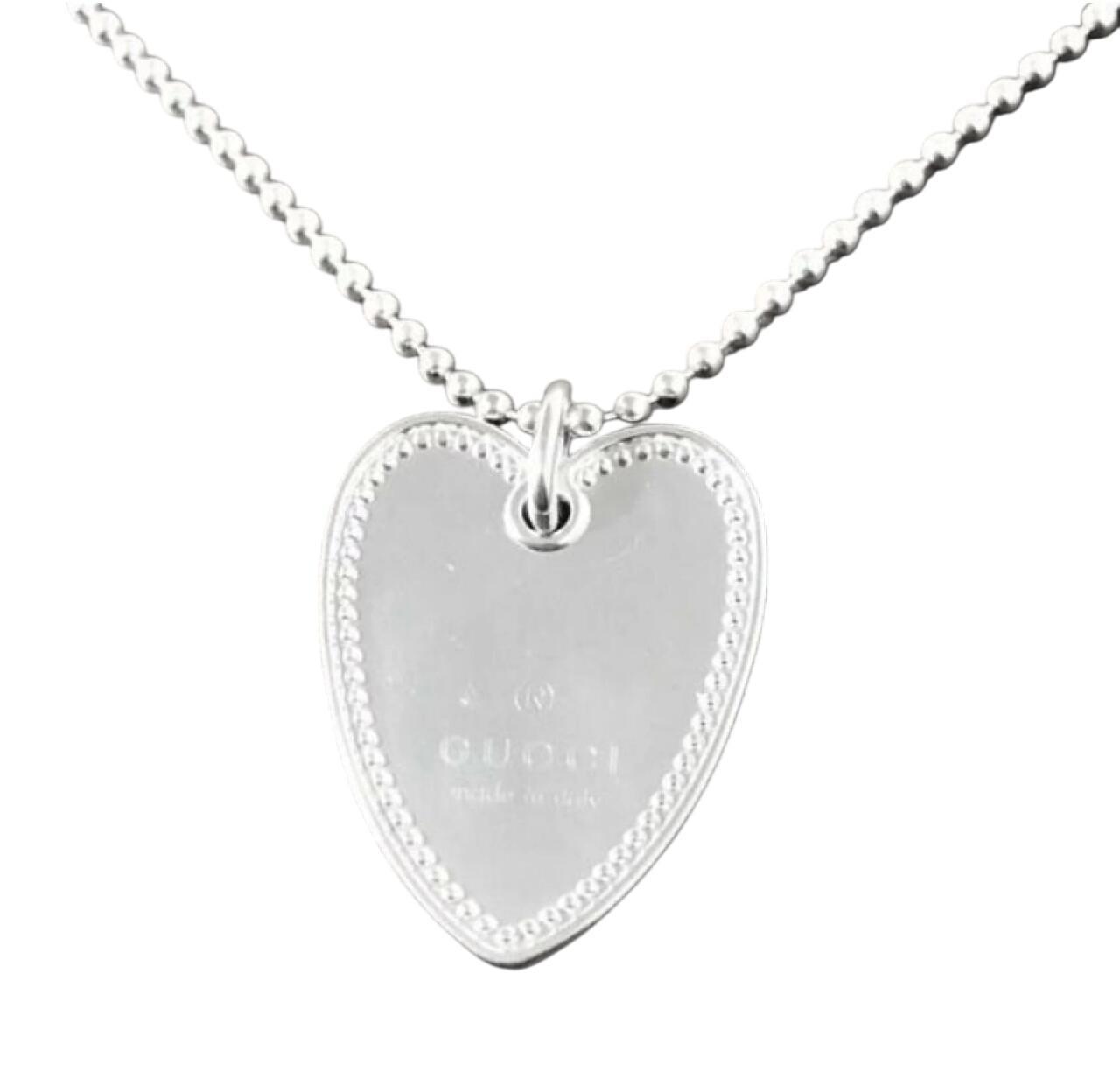 GUCCI Necklace Pendant Heart Silver 925 Women Accessory Authentic