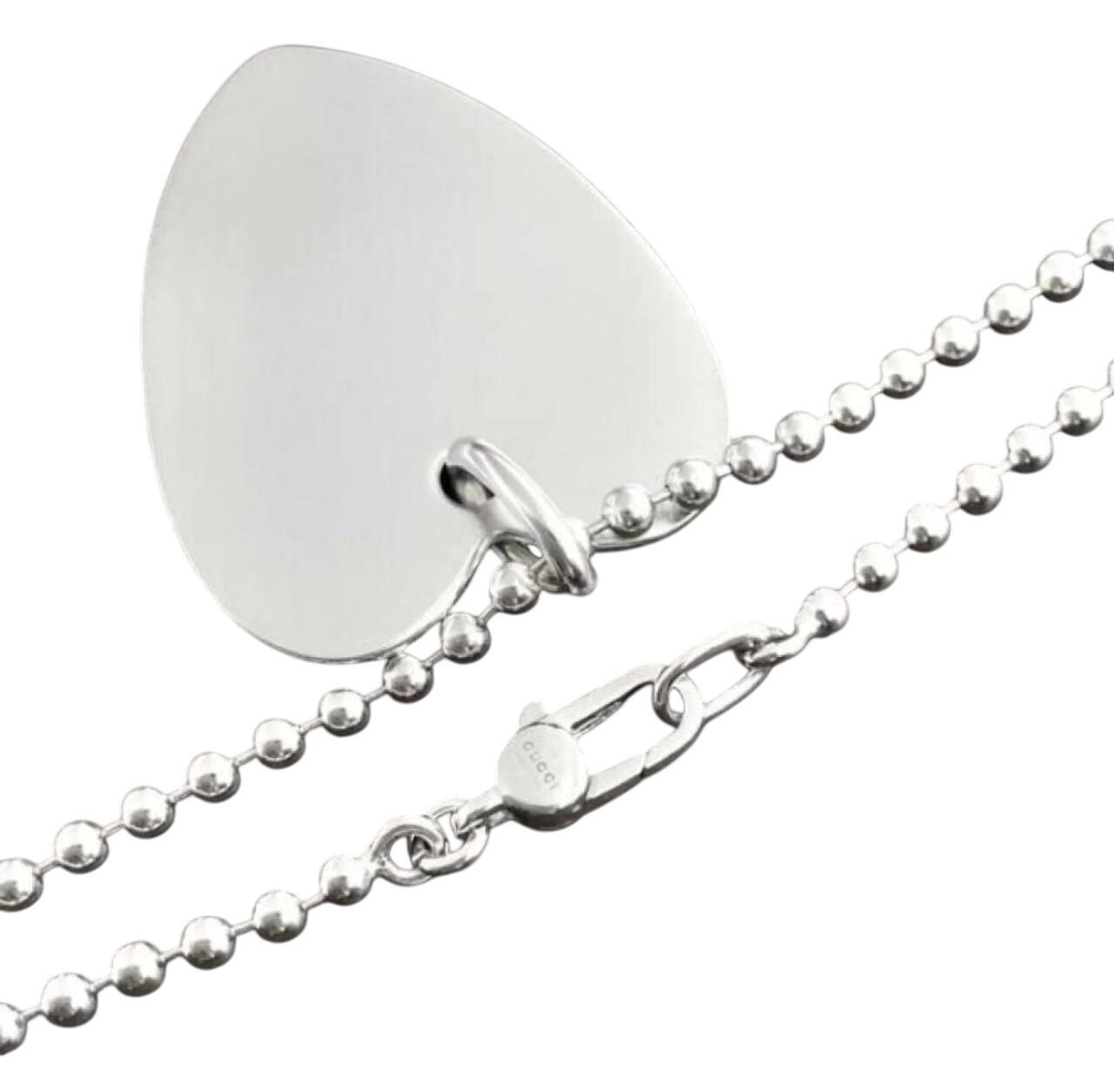 GUCCI Necklace Pendant Heart Silver 925 Women Accessory Authentic