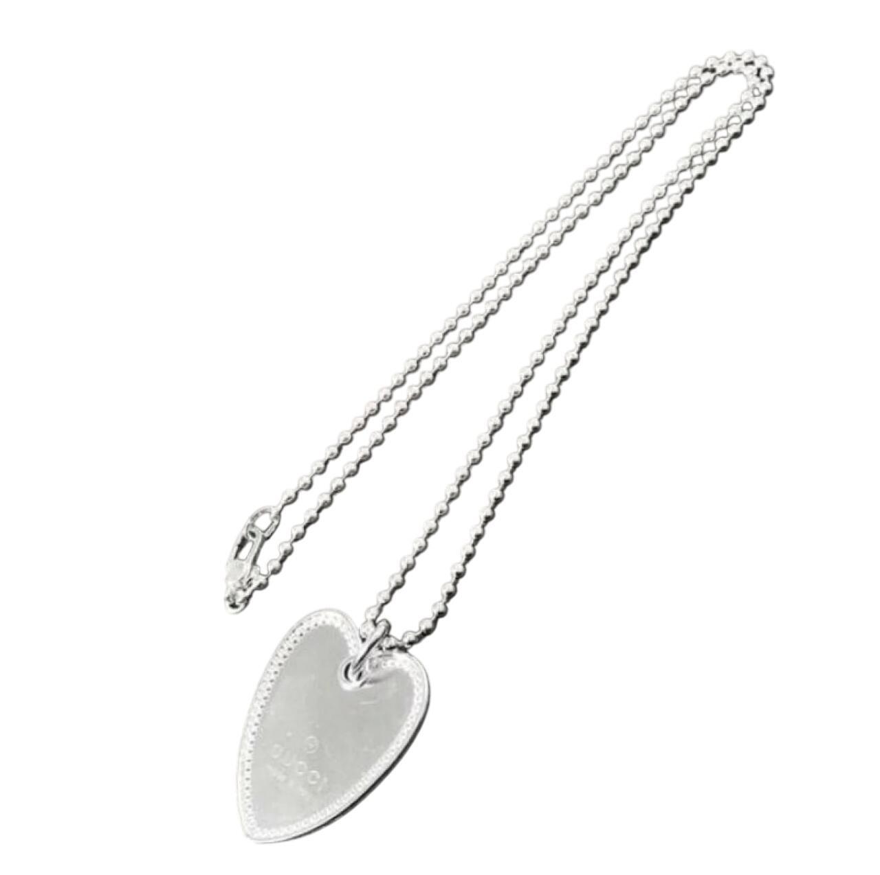 GUCCI Necklace Pendant Heart Silver 925 Women Accessory Authentic