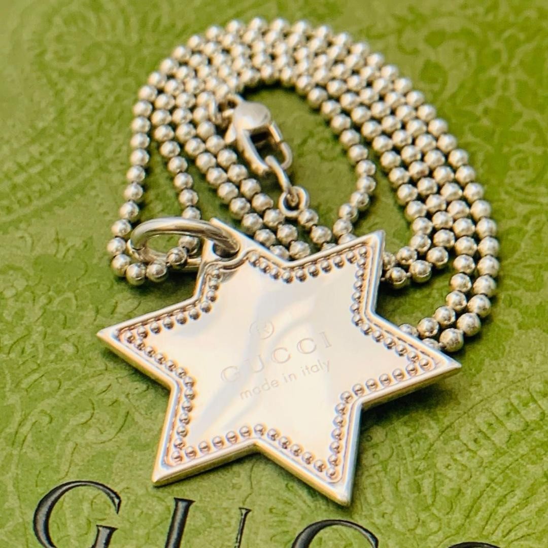 GUCCI Necklace Pendant Star Silver 925 Women Accessory Authentic