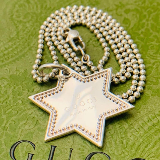 GUCCI Necklace Pendant Star Silver 925 Women Accessory Authentic