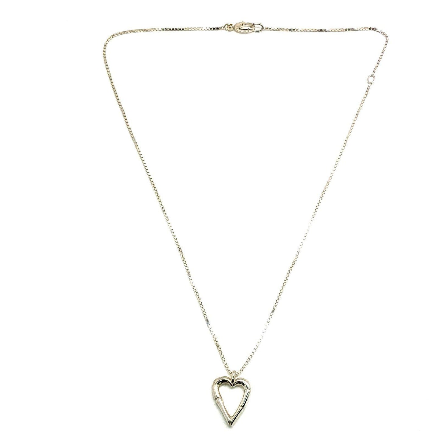 GUCCI Necklace Pendant Bamboo Heart Silver 925 Women Accessory Authentic