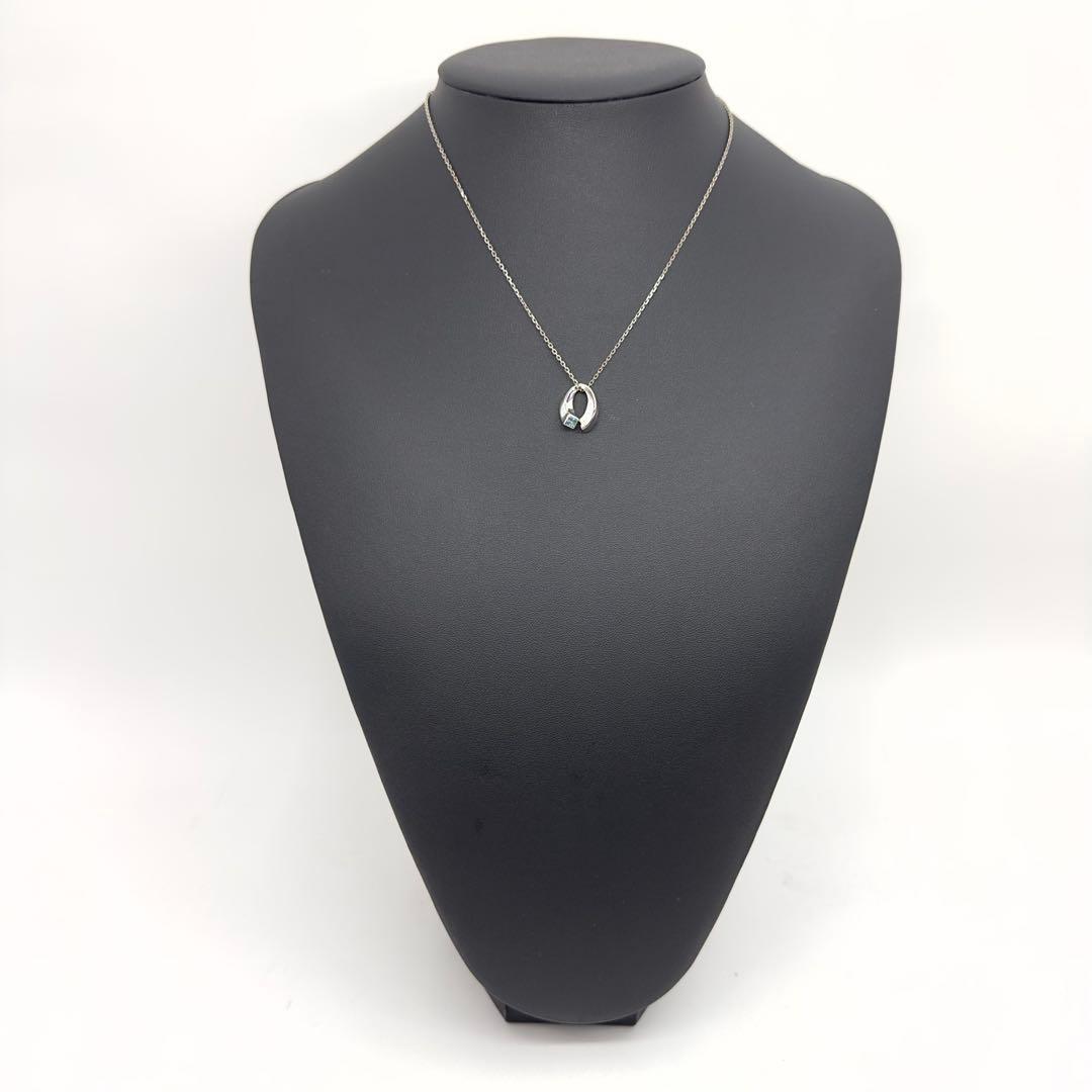 GUCCI Necklace Pendant Blue Topaz Silver 925 Women Accessory Authentic