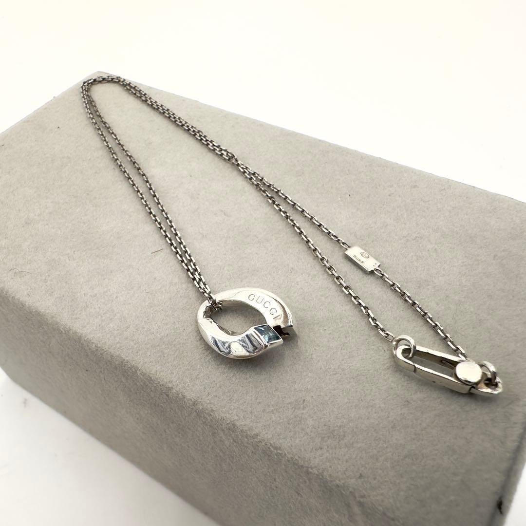 GUCCI Necklace Pendant Blue Topaz Silver 925 Women Accessory Authentic