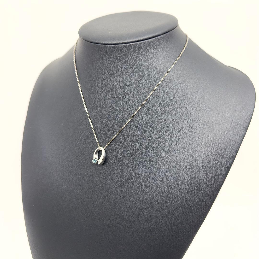 GUCCI Necklace Pendant Blue Topaz Silver 925 Women Accessory Authentic