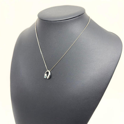 GUCCI Necklace Pendant Blue Topaz Silver 925 Women Accessory Authentic