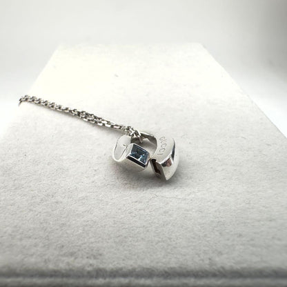GUCCI Necklace Pendant Blue Topaz Silver 925 Women Accessory Authentic