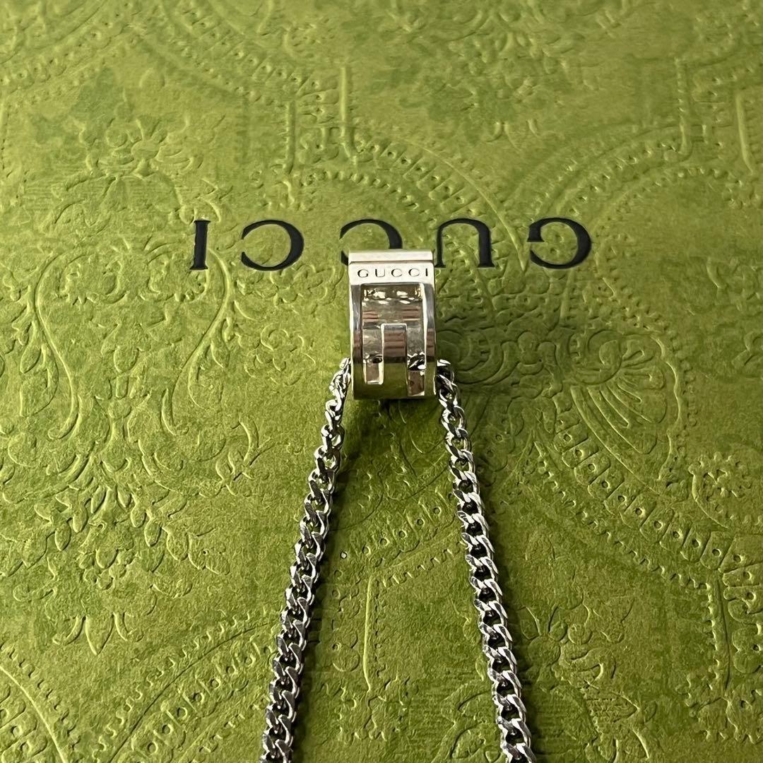 GUCCI Necklace Pendant Cutout G Ring Silver 925 Men Accessory Authentic