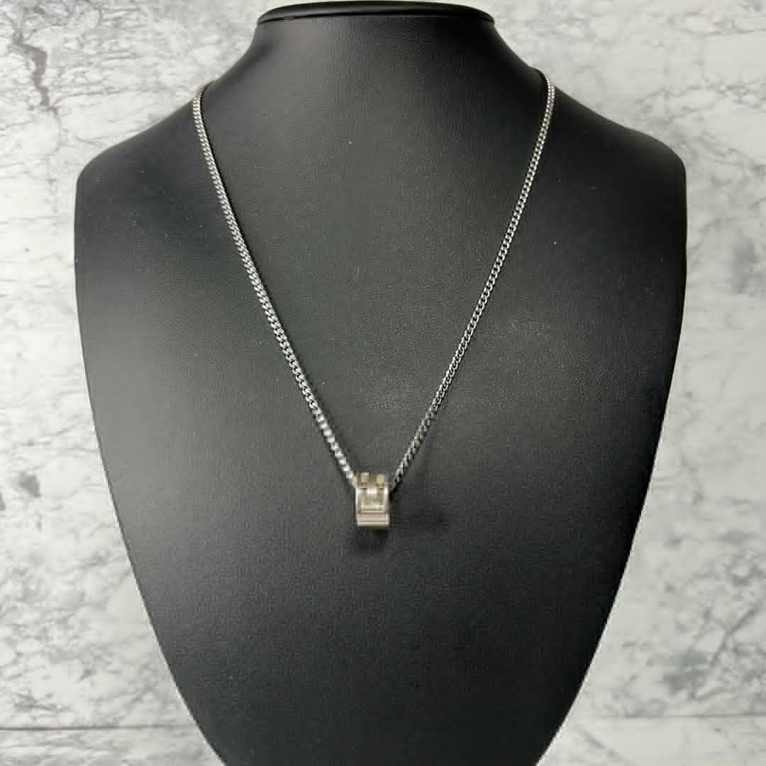 GUCCI Necklace Pendant Cutout G Ring Silver 925 Men Accessory Authentic