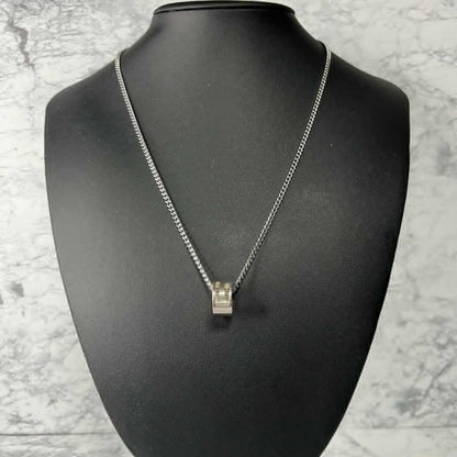 GUCCI Necklace Pendant Cutout G Ring Silver 925 Men Accessory Authentic