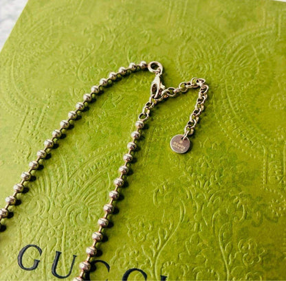 GUCCI Necklace Pendant ball chain Silver 925 Men Accessory Authentic