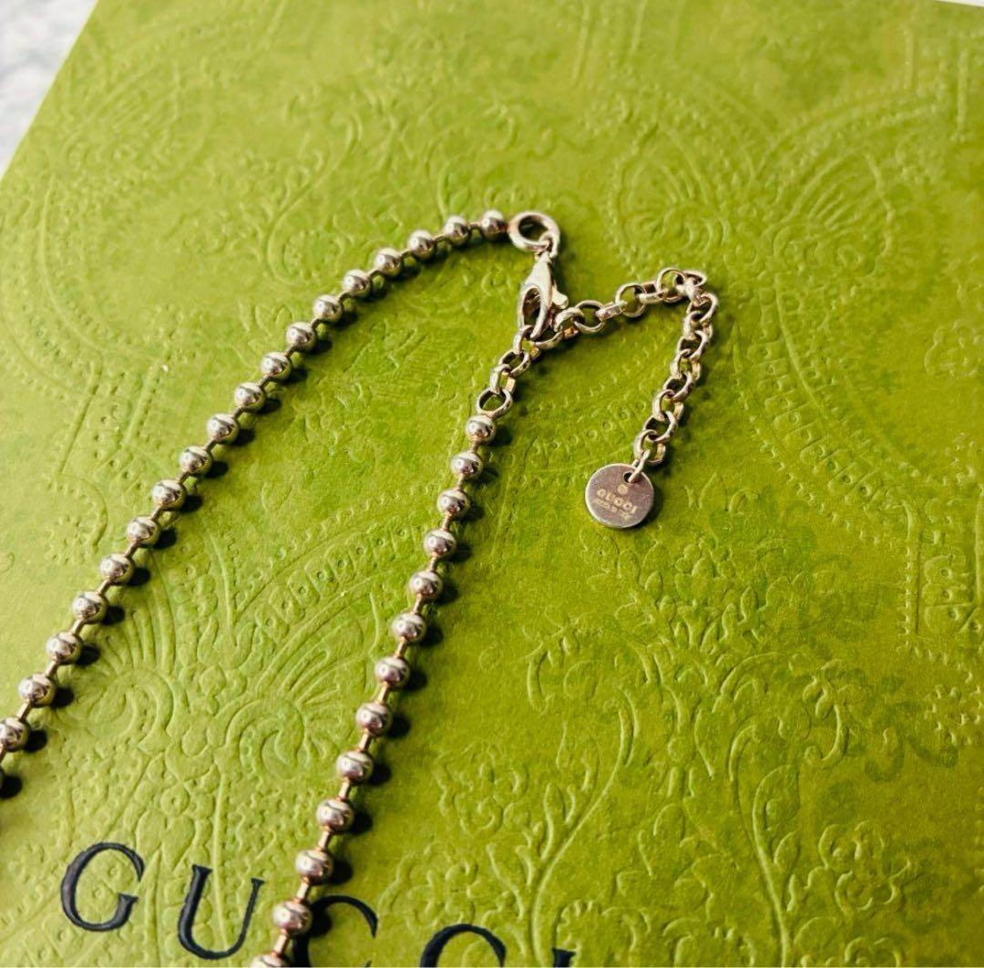 GUCCI Necklace Pendant ball chain Silver 925 Men Accessory Authentic