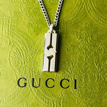 GUCCI Necklace Pendant Knot Infinity Silver 925 Men Accessory Authentic