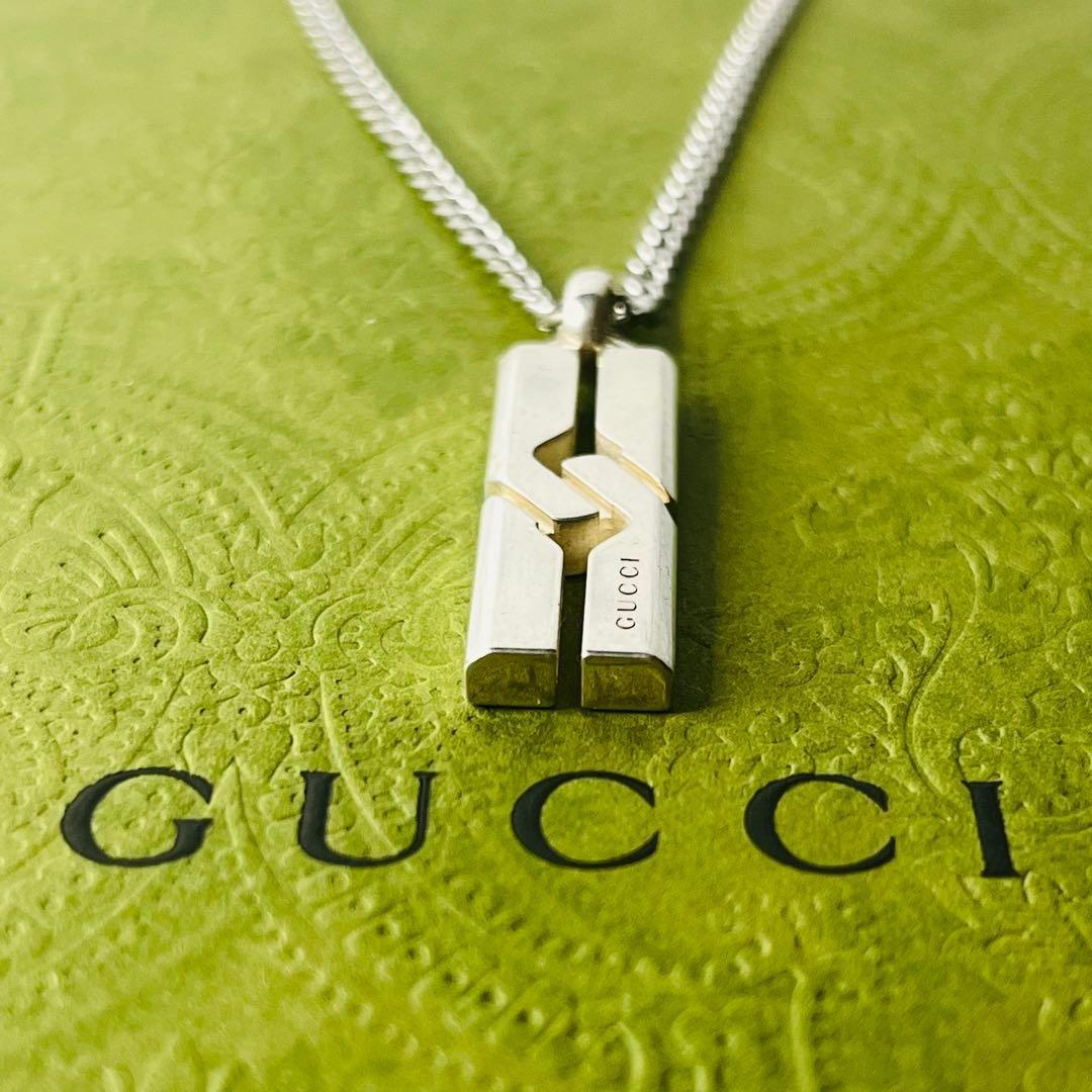 GUCCI Necklace Pendant Knot Infinity Silver 925 Men Accessory Authentic