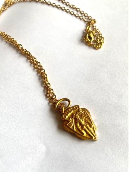 GUCCI Crest Necklace Pendant Old Gold Men Accessory Authentic