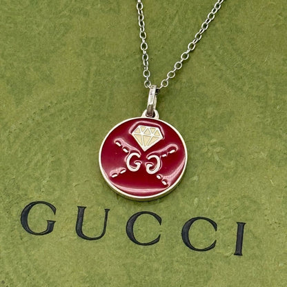 GUCCI Necklace Pendant Ghost Round Silver Ag925 Men Accessory Authentic