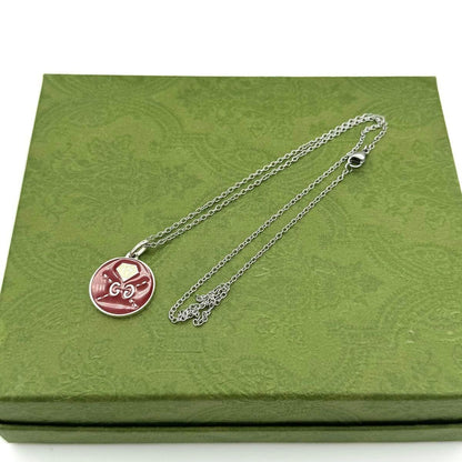 GUCCI Necklace Pendant Ghost Round Silver Ag925 Men Accessory Authentic